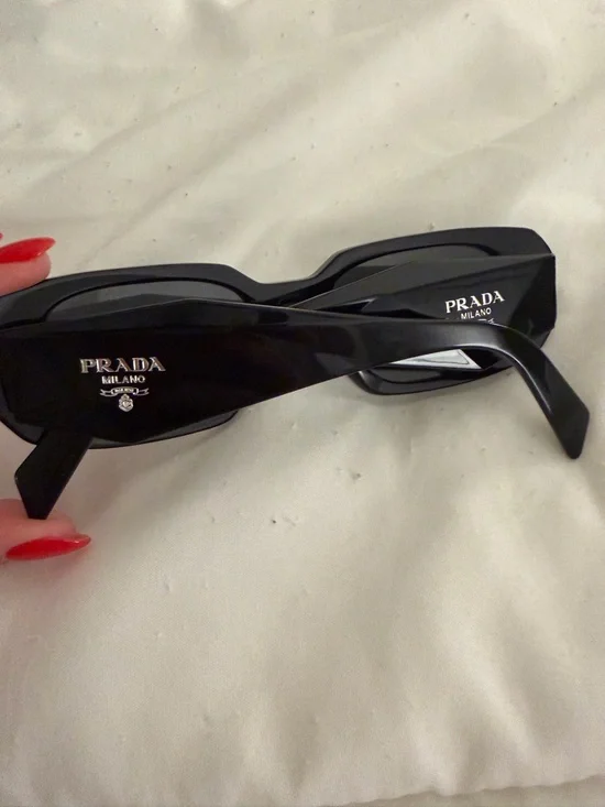 Prada Black Rectangular Sunglasses for Women - Picture 2 of 6